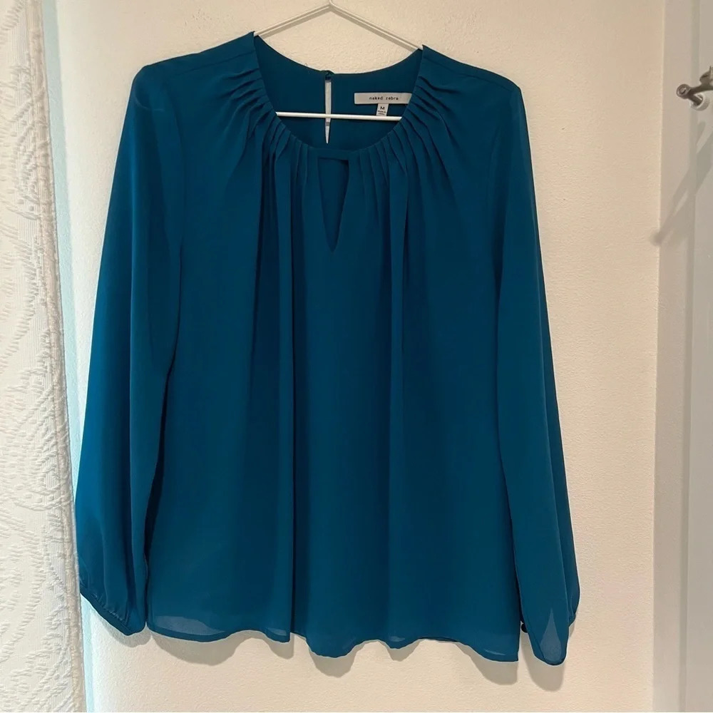 Naked Zebra Blue Long Sleeve Blouse